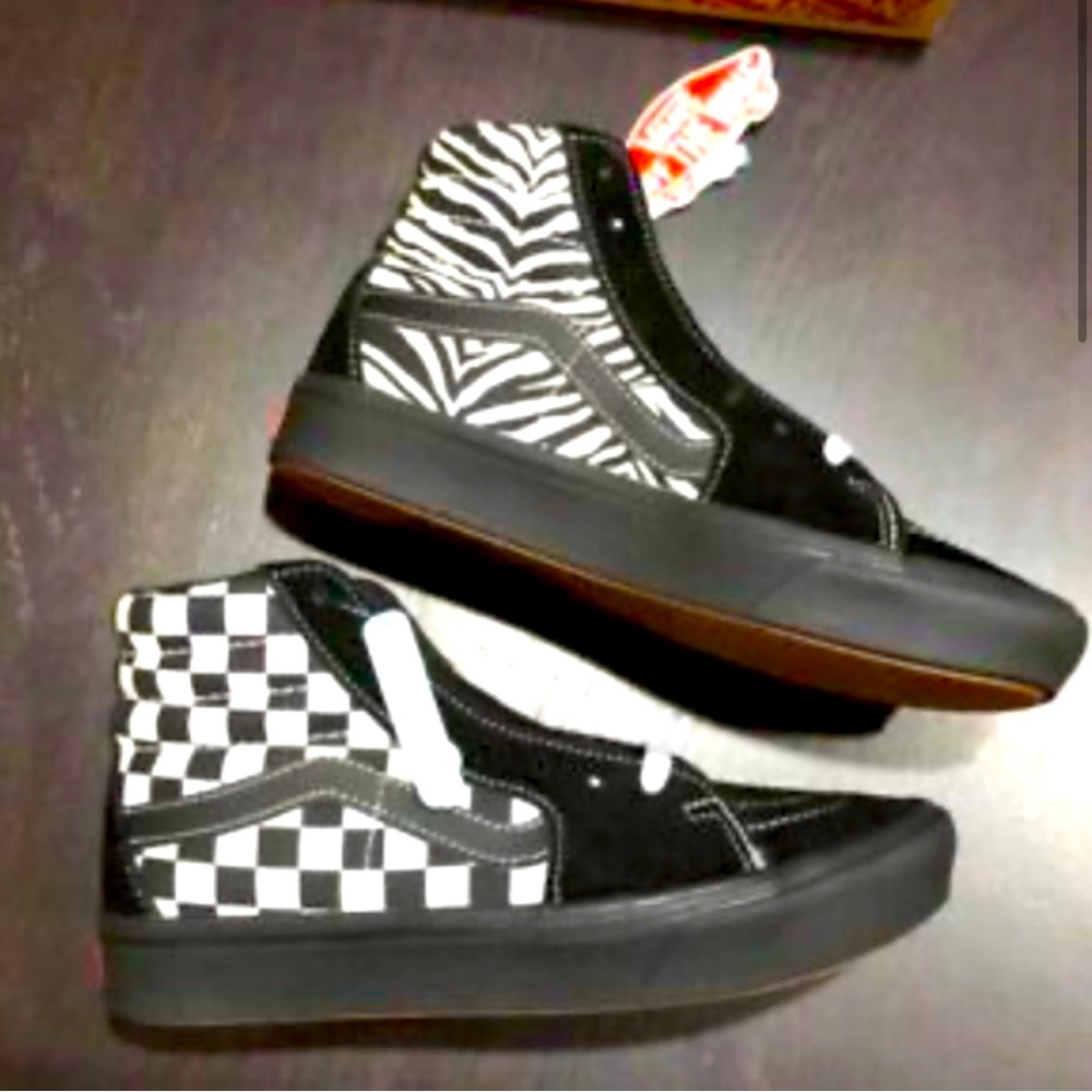 VANS sk8 hi comfycush mixed media antique white black sz 6 W’s /